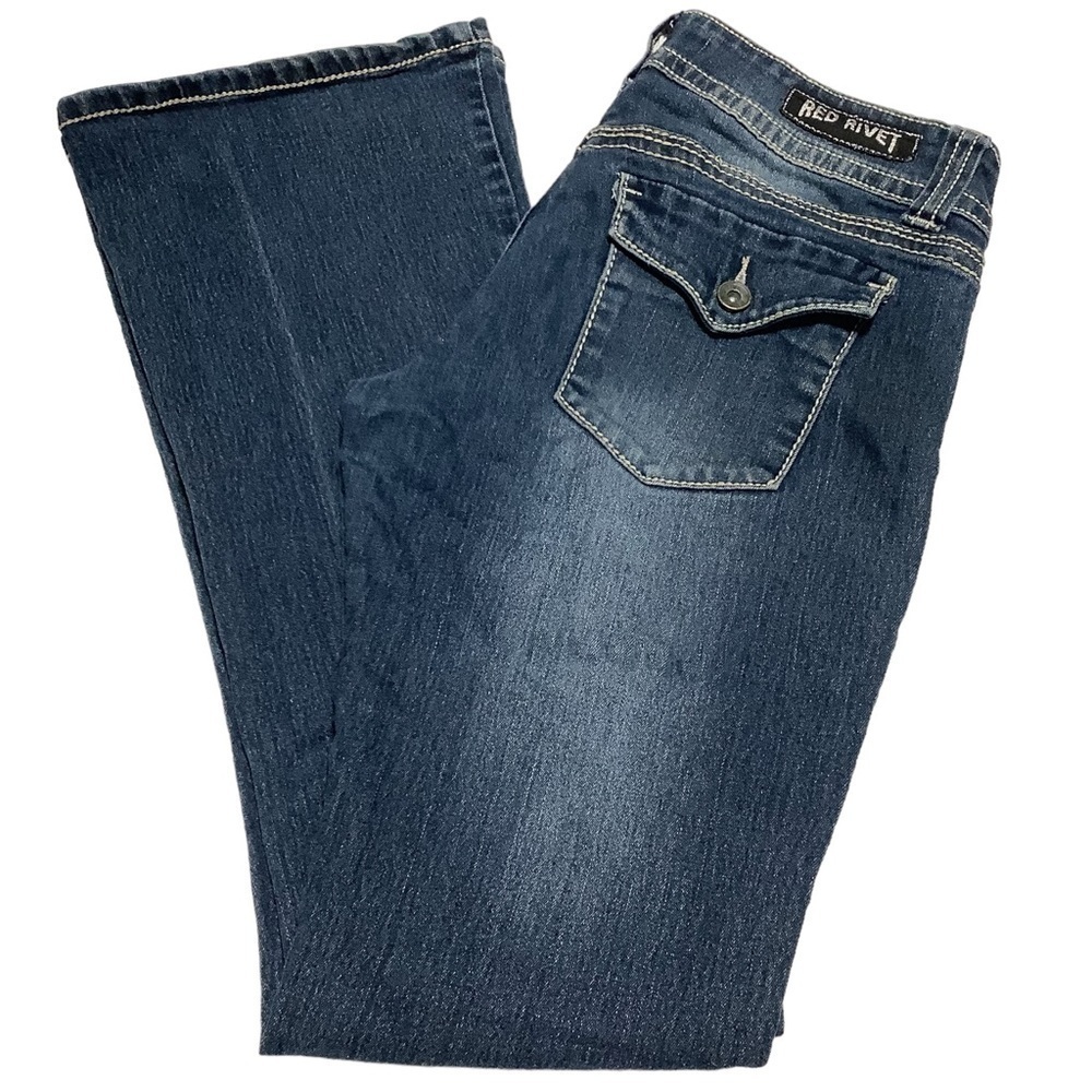 RED RIVET‎ Low Rise Bootcut Jeans - Size 7 - Picture 7 of 9